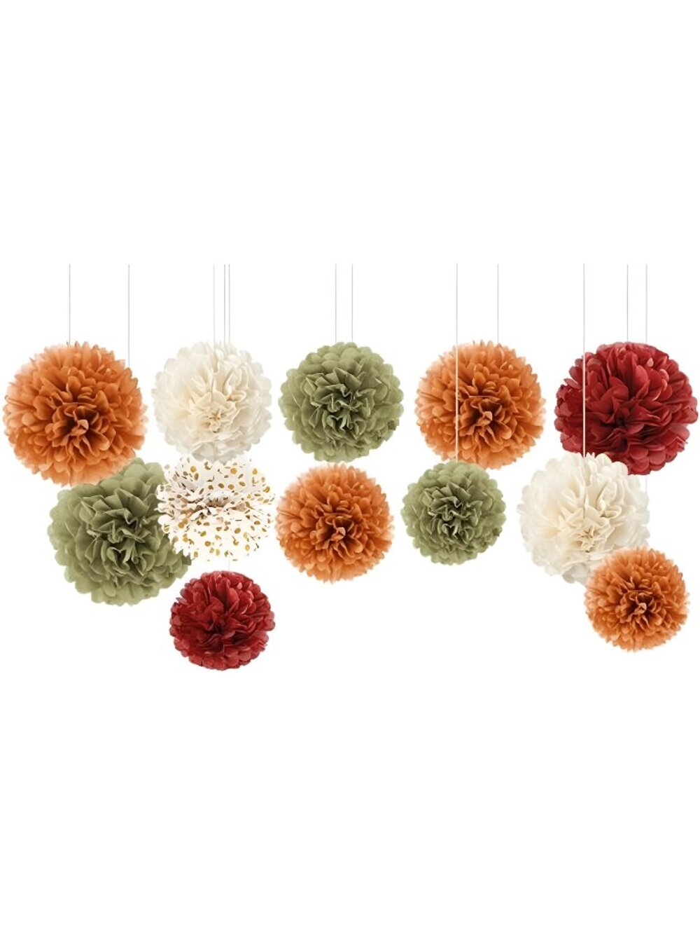 Fall Party Decorations, 12 PCS Pumpkin Orange Burgundy Sage Green